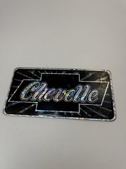 Chroma Graphics Vintage 70s 80s Auto License Plate Decal Chevelle Chevy Black