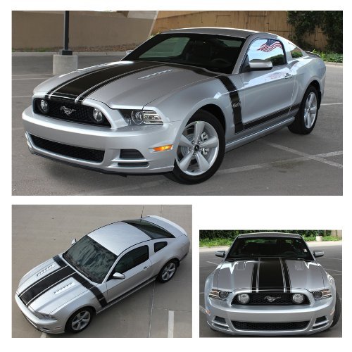 Ford Mustang 2013 up Prime Hood and Side Stripes Graphic Kit -Gloss Black