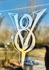 VTG 3D Design V8 Vinyl Decal-MANY Sizes & Colors FREE Ship-Buy 2 Get 1 FREE