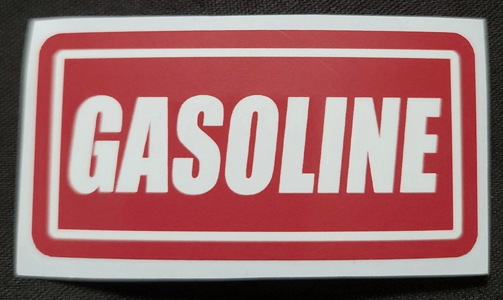 HOT ROD STICKER “GASOLINE” 3 X 1 1/2″ GLOSSY GREAT QUALITY