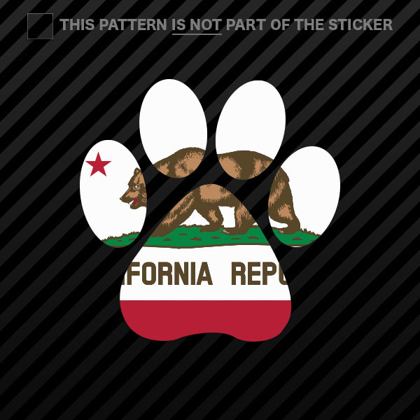 California State Shaped Paw Print Sticker Self Adhesive Vinyl Dog Cat Pet Puppy