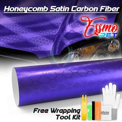 PET Honeycomb Carbon Fiber Satin Royal Purple Hex Vehicle Vinyl Wrap Decal Sheet