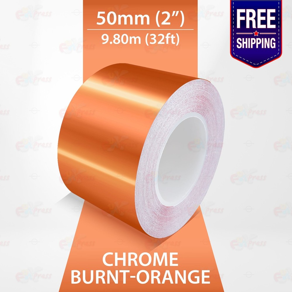 CHROME BURNT-ORANGE 2″ PIN STRIPE Car Model Motorcycle TAPE Vinyl Sticker 50mm