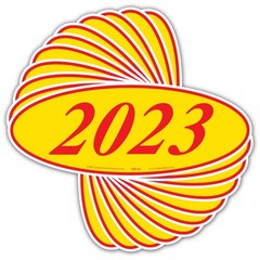 EZ-Line Car Dealer Oval Model Year Stickers Large Windshield Stickers Red Yellow