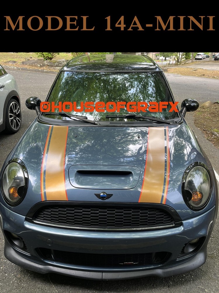 2 color Bonnet Boot stripe stripes decals graphics fit any yr model Mini Cooper