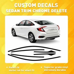 1Set For Honda Civic 2016-2021 GLOSS BLACK Window Overlay Cover Trim Left Right