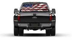 AMERICAN FLAG Rear Window Graphic for Pickup Truck SUV Patriotic ute waving