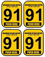 x4 – 91 Octane Gas Pump Button Vinyl Sticker Gasoline Petrol Decal 2×2.5 Inch