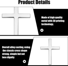 Metal Jesus Christian Badge Stickers,Cross Emblems for Car,Self-Adhesive(Silver)