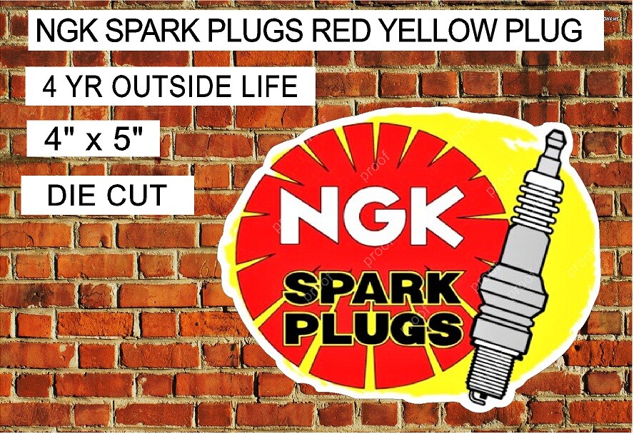 NGK SPARK PLUGS RED YELLOW PLUG RACING CAR TRUCK UV Laminated Vinyl Decal 