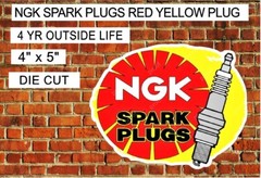 NGK SPARK PLUGS RED YELLOW PLUG RACING CAR TRUCK UV Laminated Vinyl Decal 