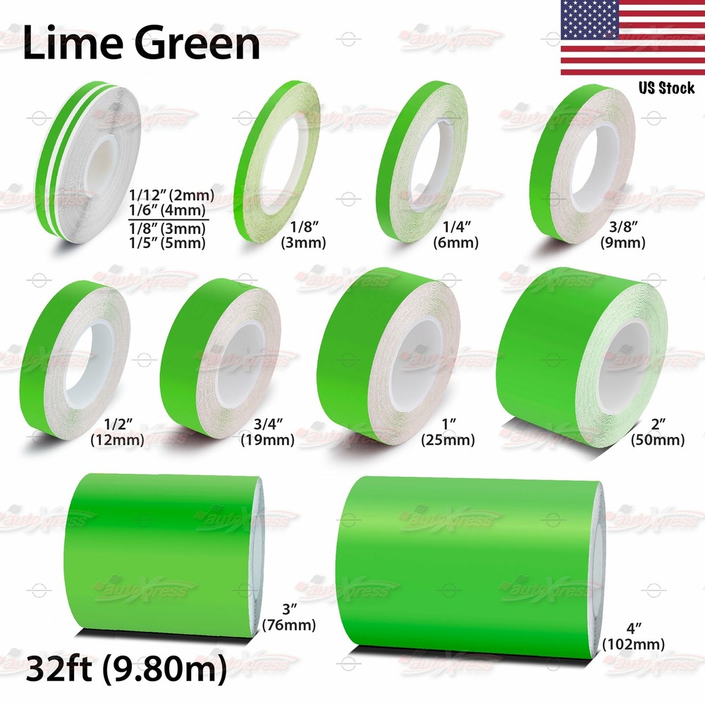 LIME GREEN Roll Vinyl Pinstriping Pin Stripe Car Motorcycle Tape Decal Stickers