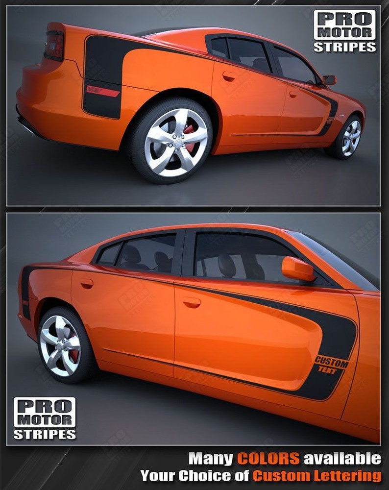 Dodge Charger 2011-2014 Front-to-Rear Side Accent Stripes Decals (Choose Color)