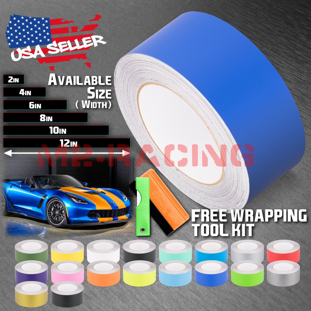 Matte Color Racing Stripes Vinyl Wrap Sticker For Chevy Corvette 10FT / 20FT