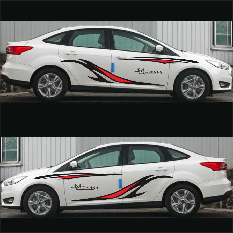 2 Pcs Set Long Racing Stripes Vinyl Decal Sticker Graphics Car Side Body Decor