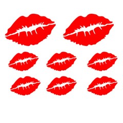8 Pcs Red lips love Kiss Car Phone Laptop Window Reflective Sticker Vinyl Decals