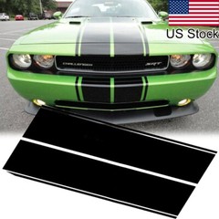 78.7” Black Hood Roof Rally Racing Stripe Decal Vinyl Stickers Universal