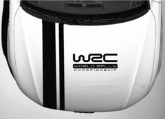 A Set Black Striped WRC Sports Car Front Hood Cover PVC Stickers Racing Decals