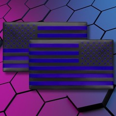 Embossed 3D Metal All Black and Blue American Flag Emblem Decal Stickers 1 Pair