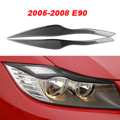 Carbon Fiber Headlight Eyelids Eyebrow Cover Trim For BMW 3 Series E90 2005-2012