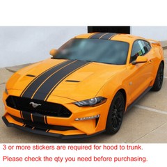 78.7” Black Hood Roof Rally Racing Stripe Decal Vinyl Stickers Universal
