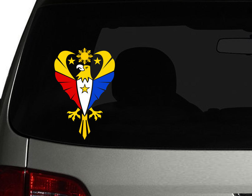 Filipino Vinyl Car Decal Sticker 8″(H) with Eagle #2 Philippine Flag design RL