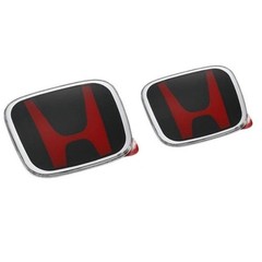 3PCS Front+Rear+Steering Emblem Red H Badge Fit For Honda Civic 4Door 2006-2015