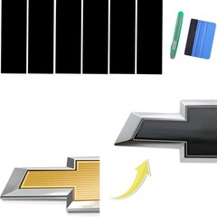 6 PCS Gloss Black Vinyl Wrap Stickers for Chevy Bowtie Logo Emblem Overlay DIY