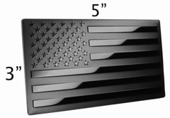 5″x 3″ American Black Metal Flag Fender Emblem Sticker Forward & Reverse Set
