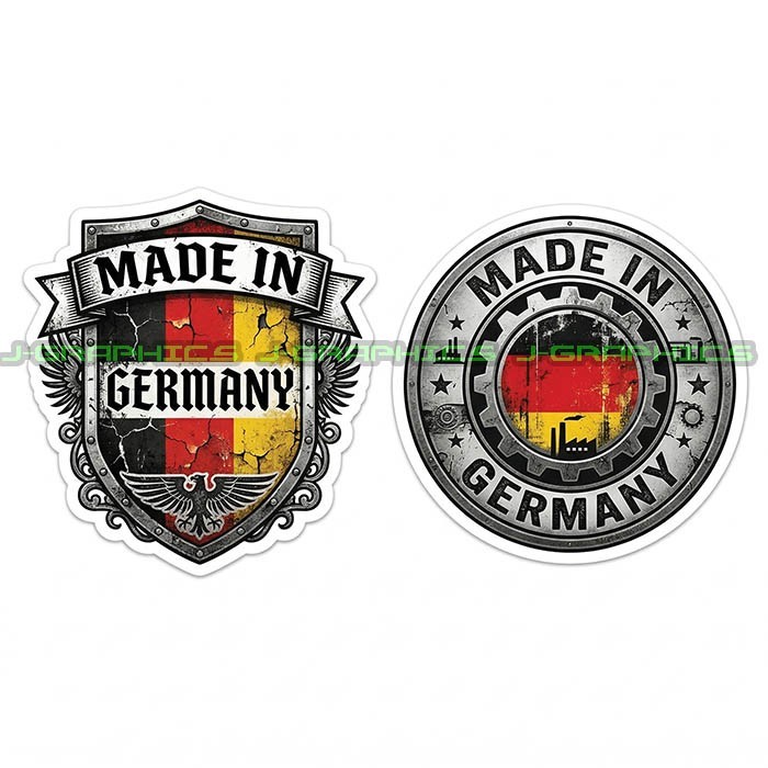 Made In Germany German Flag Vinyl Decal Sticker 2 Pack A