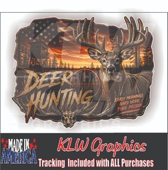 Deer Hunting Decal Whitetail Buck American Flag Hunter Sticker Hunting Vinyl