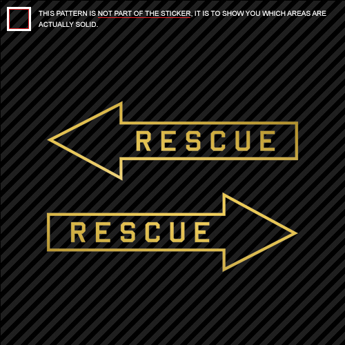 Metallic Rescue Arrow Sticker Die Cut gold silver chrome