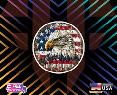 EAGLE BALD USA FLAG PROUD+ Vynil Decal 6 Years RESSI+LAMINATED Free Sticker