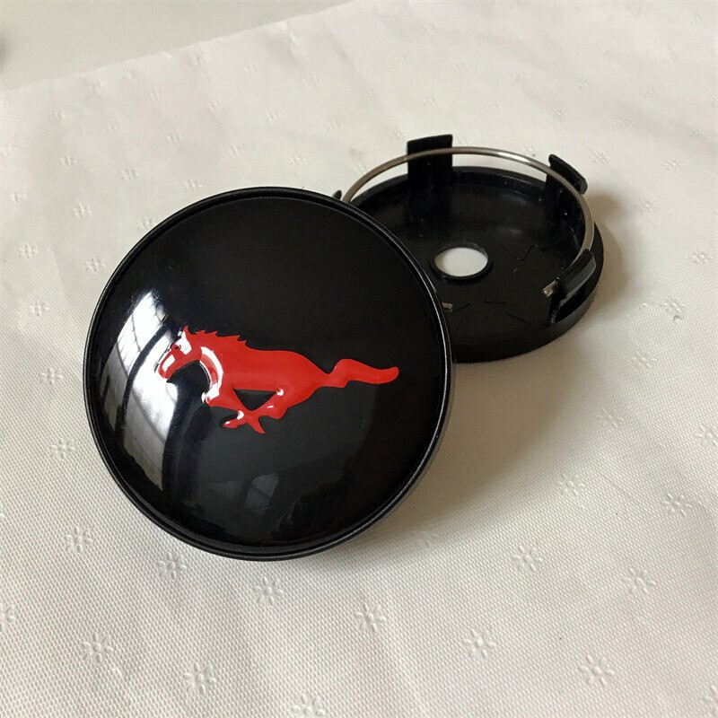 4pcs 60 mm Horse Black Red Alloy Wheel Center Caps Hub Rim Caps