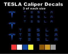 9 TESLA Brake Caliper Logo Vinyl Decals Stickers Heat Resistant