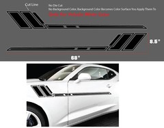 2x Black hockey racing car door side hash fender stripes vinly sticker universal