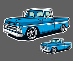 Chevy c10 1962 1963 1964 1965 Sticker Decal Illustrated Pickup Truck Window Low