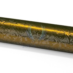PET Damascus Steel Forged Carbon Fiber Bond Gold Car Vinyl Wrap Decal Sticker
