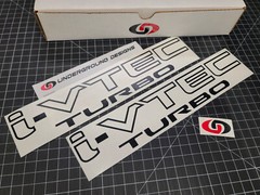 I-VTEC TURBO (2pk) Racing Decals 12″ Vtec Stickers for Honda Civic Si Type R RSX