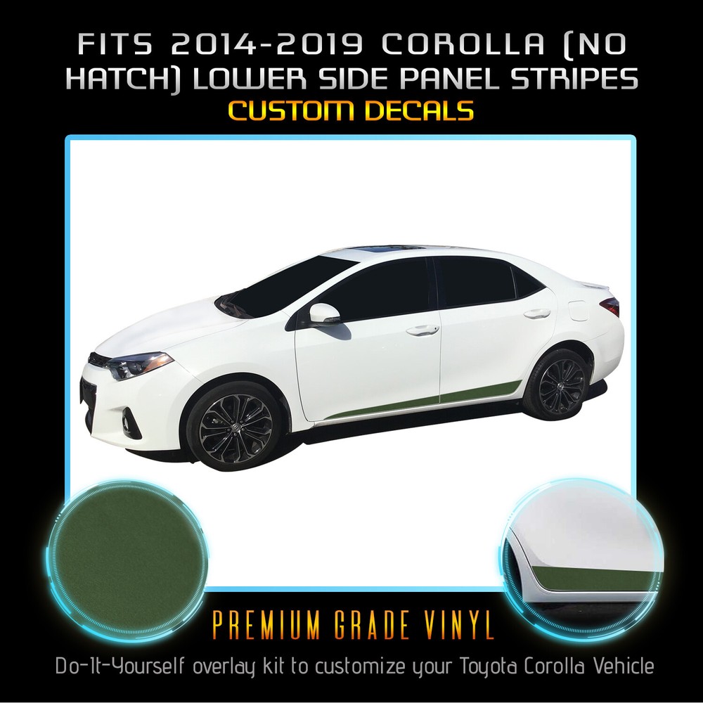 For 2014-2019 Toyota Corolla Lower Panel Door Trim Overlay Stripes Decal – Matte