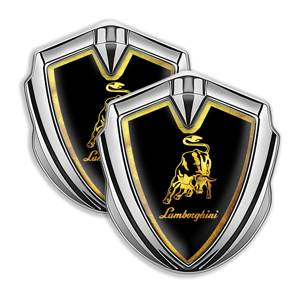 2 or 1pc Lamborghini logo metal emblem with silicone car tuning, 60mm/65mm