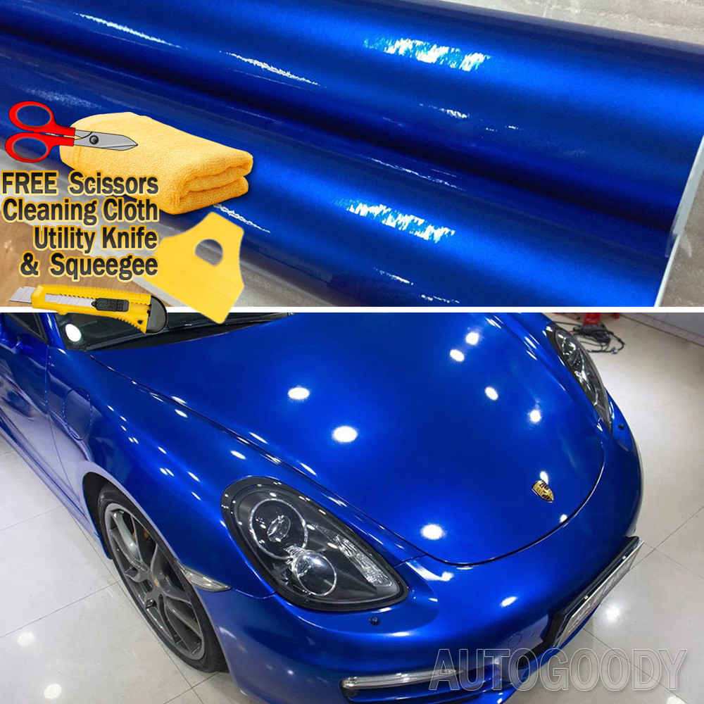 60″ x 60″ Super Gloss Metallic Blue Vinyl Film Wrap Air Bubble Free 5ft x 5ft