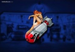 Red Sticker Hot Rod Ford Chevy Sexy Racing Pinup Bomber Girl Rockabilly tattoo