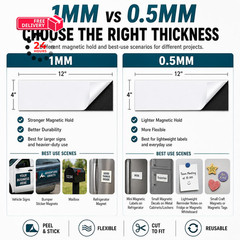 Blank Car Magnet 12″ x 4″, 4 Pack Magnetic Bumper Stickers 4X12 0.5mm, Black
