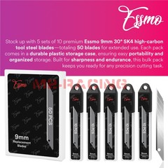 ESSMO 50pcs 30° Utility Knifes Blades Stainless Steel Vinyl Wrap Graphics Tools