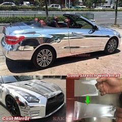 Stretch Silver Mirror Chrome Wrap Metal Car Vinyl Reflective Sticker Air Free US