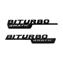 For AMG BiTurbo 4Matic C63 E43 2017+ Side Fender Door Emblem Gloss Black Badge