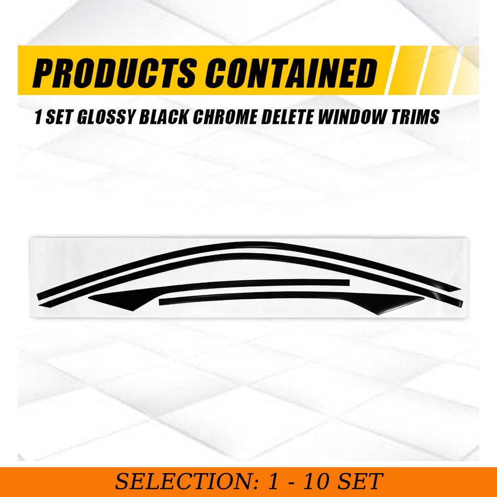 1-10Set Chrome Delete Blackout Vinyl Window Overlay for Honda Civic Coupe 16-20