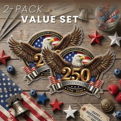 2pcs 250th Anniversary USA Car Decal Sticker, 7.9×5 inches, Usa
