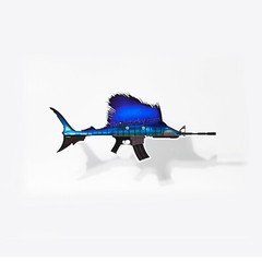 A Salt Weapon Fish Sticker Marlin Cup Cooler Laptop Gun Car Vehicle Window Decal